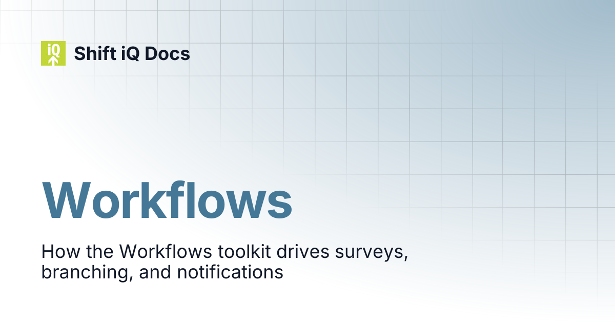 Workflows | Contributors | Shift iQ Docs