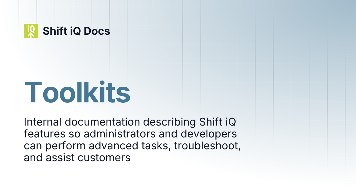 Toolkits | Contributors | Shift iQ Docs