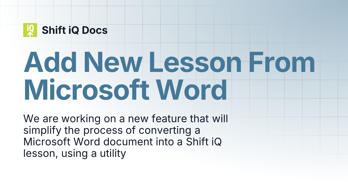 Add New Lesson From Microsoft Word | Help Center | Shift iQ Docs