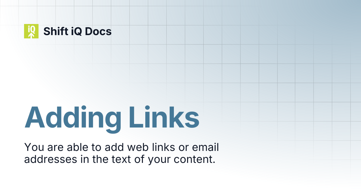 Adding Links | Help Center | Shift iQ Docs